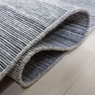 Grey and Ivory Handwoven Wool Kilim Area Rug 5' x 8'