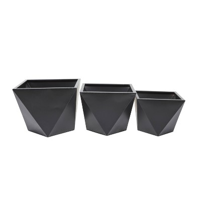 3pc Modern Novelty Metal Planter Pots - CosmoLiving by Cosmopolitan