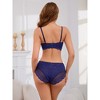 INSPIRE CHIC Women's Cross Straps Bralette and Panty Mesh Floral Lace Bra and Underwear Sets 3 Pcs - 2 of 4