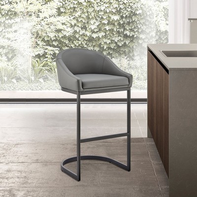 PAGED Swivel Bar Stools Faux Leather Counter Stools with Footrest, Island Chairs for Home Pub