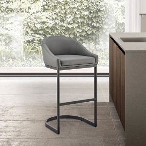PAGED Swivel Bar Stools Faux Leather Counter Stools with Footrest, Island Chairs for Home Pub - 1 of 4