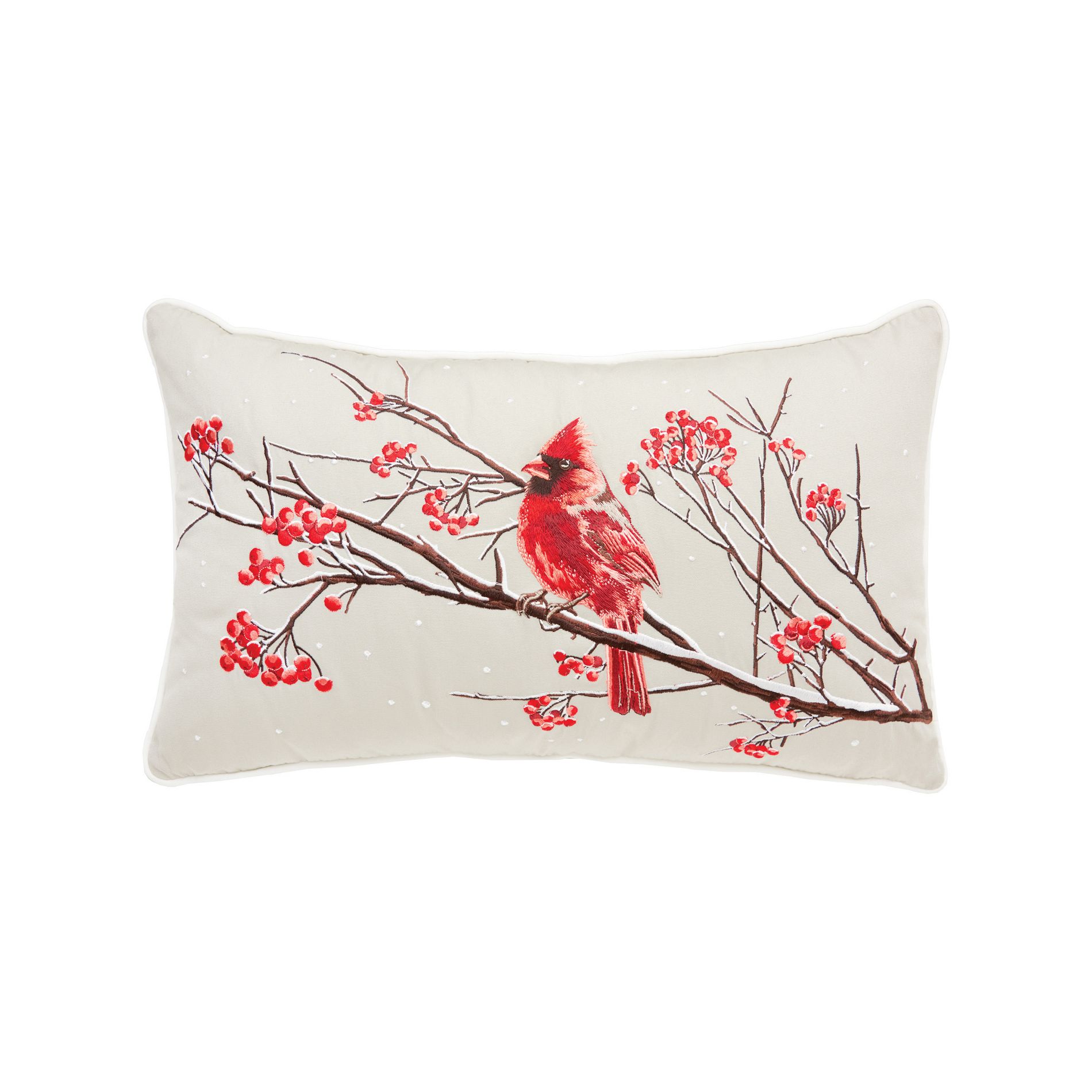 RightSide Designs Winterberry Cardinal Lumbar Pillow
