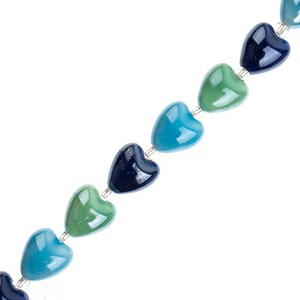 Crystal Lane DIY 12x9mm Ceramic Hearts Blue Mix 7" Designer Bead Strand - 1 of 4
