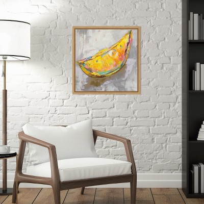 Vibrant Yellow Lemon Wedge Canvas Wall Art Print