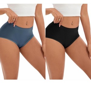 INSPIRE CHIC 2 Pcs Women's Tummy Control High-Waisted Briefs Butt Lifter Full-Coverage Underwear - 1 of 4