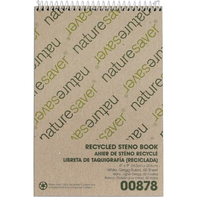 Nature Saver Steno Notebook Gregg Ruled 60 Sheets 6"x9" White 00878