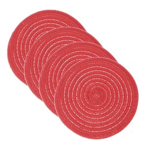 Unique Bargains Woven Braided Washable Decorative Round Placemat 4 Pcs - 1 of 4