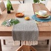 Design Imports  Handloomed  Chevron Jacquard Fringe Table Runner, Black, 15X72" - 2 of 4