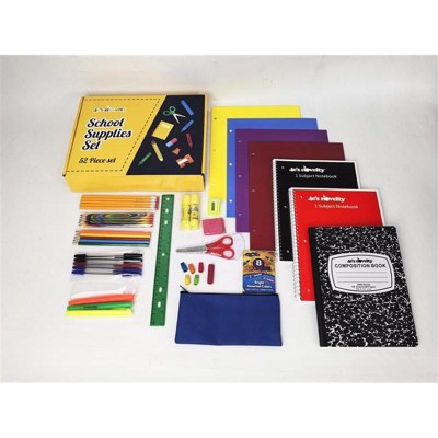 4E's Novelty 44 Piece Schools Supplies Kit, Back to School Supply Box with Essential Student Kits