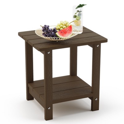 Arceso Adirondack Outdoor Side Table, 2-Tier HDPS Patio End Table Weather Resistant, Morden Side Table for Patio, Pool, Porch