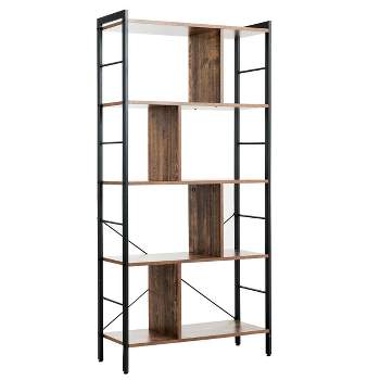 Costway 4-Tier Bookcase Industrial Bookshelf Floor Standing Storage Rack