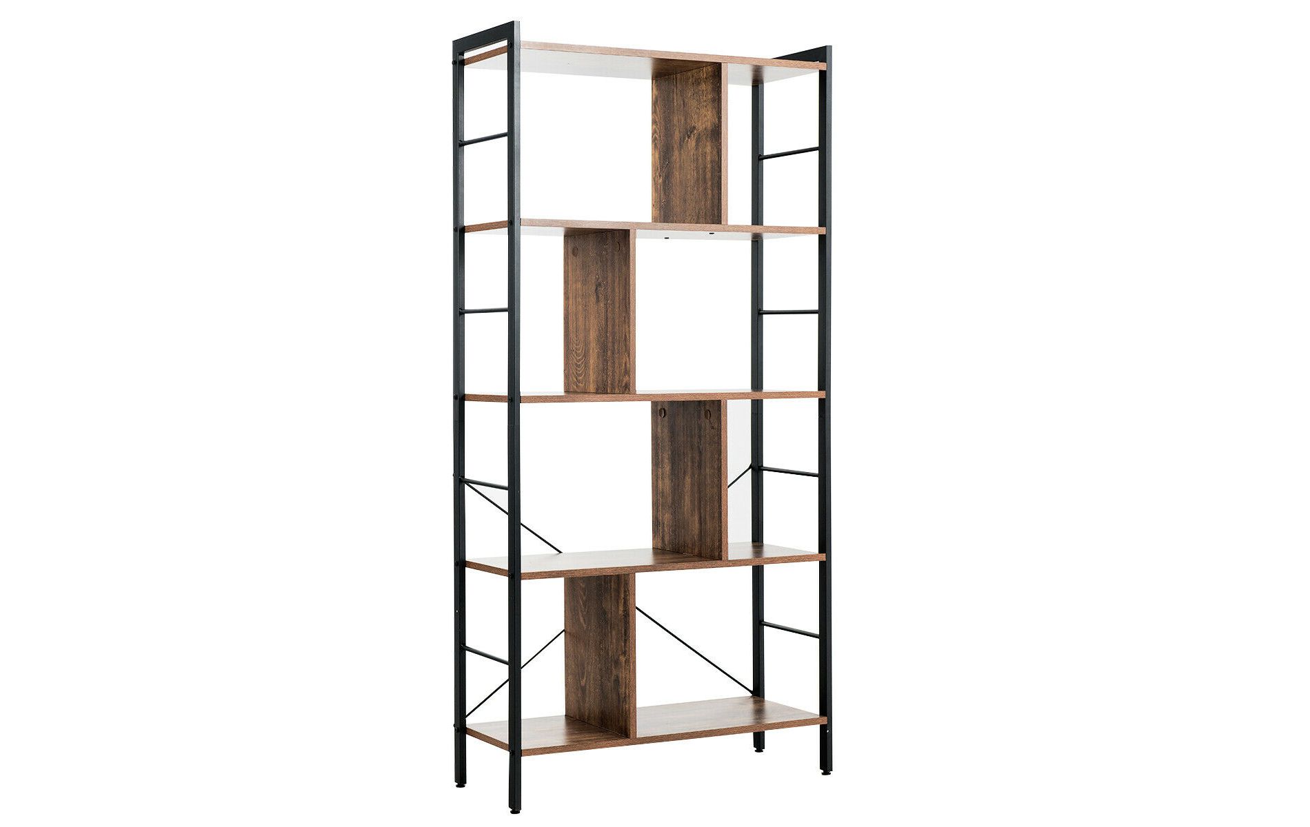 Costway 4-Tier Bookcase Industrial Bookshelf Floor Standing Storage Rack