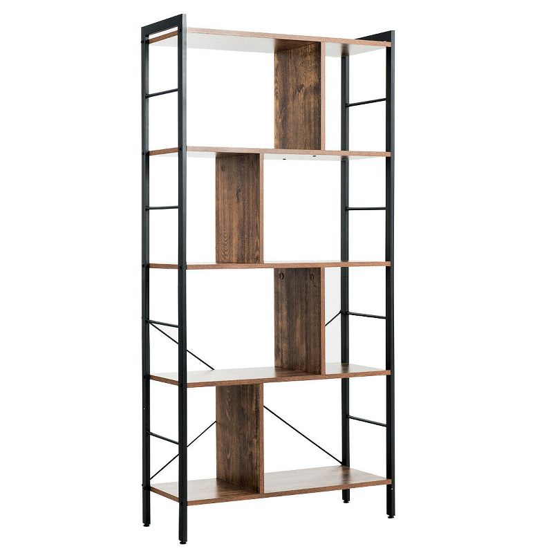 Costway 4-Tier Bookcase Industrial Bookshelf Floor Standing Storage Rack, 1 of 11