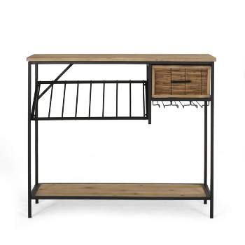 Boster Boho Industrial 8 Bottle Wine Rack Console Table with Storage Natural/Black - Christopher Knight Home