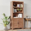 71" High Bookcase with Doors, 5-Tier Bookshelf with Doors and Adjustable Shelves, Floor-to-ceiling Narrow Bookshelf for Bedroom, Living Room, Brown - 4 of 4