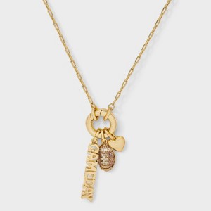 14K Gold Dipped Cubic Zirconia Football Heart and Gameday Charm Necklace - A New Day™ Gold - 1 of 4