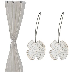 Evideco French Home Goods Magnetic Water Lily Curtain Tiebacks – Resin Floral Design - 1 of 4