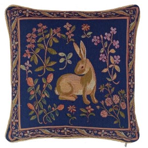 Signare USA Cushion Cover Art Rabbit Blue Pillowcase 18 x 18 inch - 1 of 3