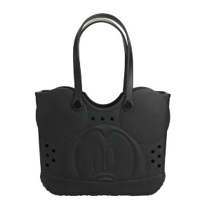 Disney Mickey Mouse Big Face 16.5" Adult Black Water-Resistant Rubber Molded Large Tote Beach Swim Bag - 1 of 4