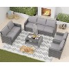 Patio Furniture Sets 6 Pieces, PE Wicker Modern Patio Conversation Set with Storage Cushions - 2 of 4