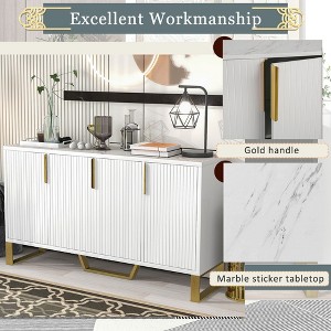 CENGHU Modern Storage Cabinet, Buffet Cabinet with Four Doors, Metal handles & Legs and Adjustable Shelves, for Living Room, Dining Room - 1 of 4