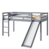 Okak Twin Size Rubber Wood Low Loft Bed with Slide & Ladder & Guardrails,Modern Bed Frame for Kids Room,Bedroom - 4 of 4