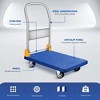 Platform Truck with 440lb Weight Capacity and 360 Degree Swivel Wheels, Foldable Push Hand Cart for Loading and Storage, Blue - 3 of 4