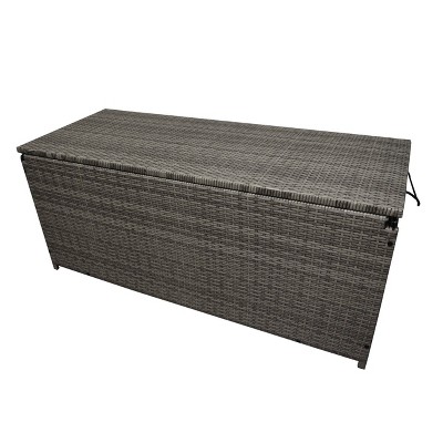 Gray Wicker and Plastic Lockable Outdoor Deck Box