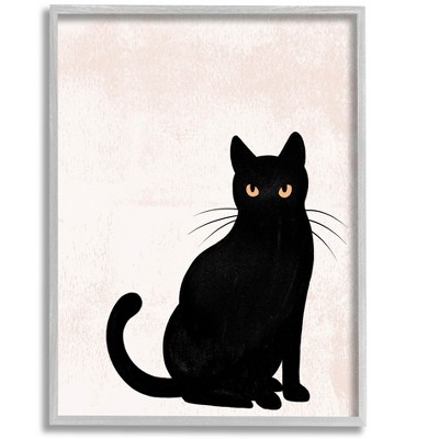 Stupell Industries Halloween Black Cat Silhouette Framed Giclee Art