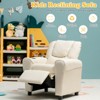 Infans Kids Recliner Chair PU Leather Armrest Sofa w/Footrest Cup Holder Beige - 3 of 4