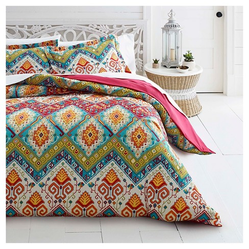 2pc Twin Moroccan Nights Duvet Set Red, Moroccan Duvet Cover Set