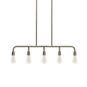 Storied Home Benson - Exposed Bulb Metal 5-Light Linear Chandelier - 1 of 4