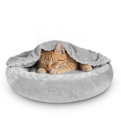 JOEJOY Dog Beds for Small Medium Dogs, Cozy Cuddler Luxury Puppy Pet Bed with Blanket Attached, Donut Round Calming Anti-Anxiety Dog Burrow Cave Bed