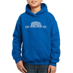 LA Pop Art Boy's Word Art Hooded Sweatshirt - Peeking Dog - 1 of 4