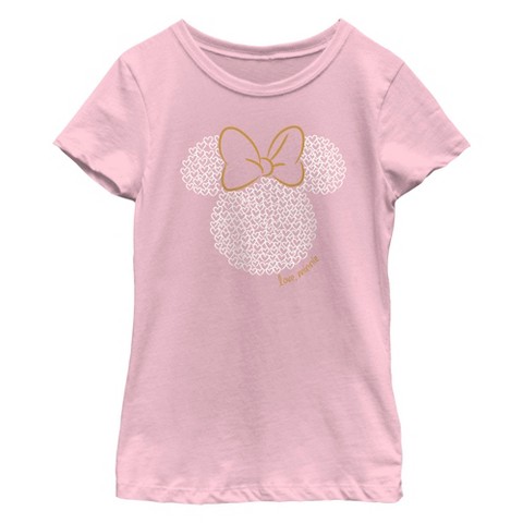 Mickey Mouse & Friends Girl's Minnie Mouse Heart Silhouette T-Shirt - Light Pink - Large