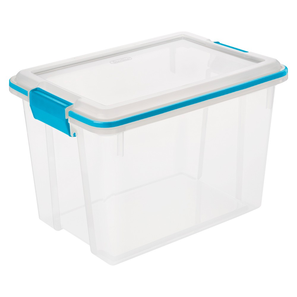 UPC 073149932433 product image for Sterilite 20qt Gasket Box with Latches Clear/Blue | upcitemdb.com