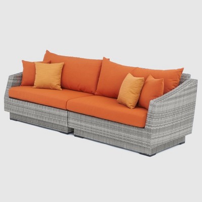 Cannes 2pc Wicker Sofa - Orange - RST Brands