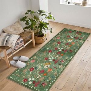 Boho Washable Floral Rugs, Large Living Room Rug, Non-Slip Soft Indoor Rugs for Bedroom, Area Rug Carpet for Dining Room Guest Room - 1 of 4