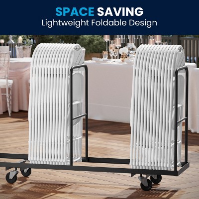 White Powder-Coated Steel Mid-Back Folding Chairs, Set of 2