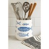 Beachcombers 6.22" x 7.56" Fish Pattern Kitchen Hi-Fired Dolomite Utensil Holder - 2 of 3