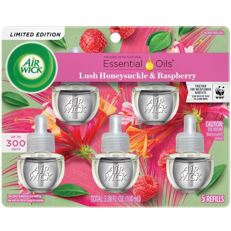 Air Wick Scented Oil Refill Lush - Honeysuckle and Raspberry - 3.38 fl oz/5pk, 1 of 9