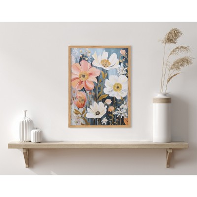 Boho Flowers in Muted Neutrals Framed Wall Art, 12x16 Natural