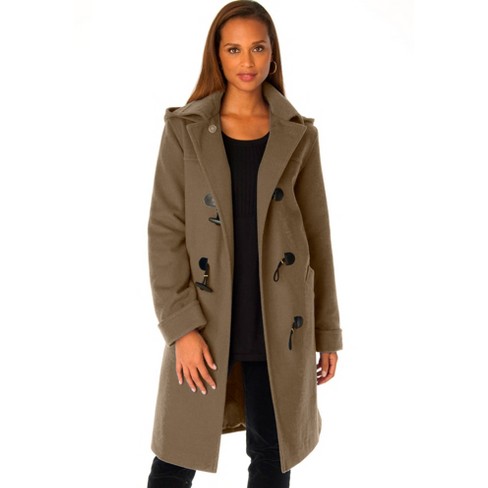 Jessica London Women's Plus Size Hooded Toggle Wool Coat, 20 W