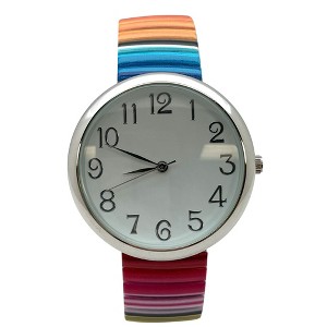 Olivia Pratt Big Dial Easy Reader Watch Printed Elastic Stretch Band Wristwatch Women Watch - 1 of 3