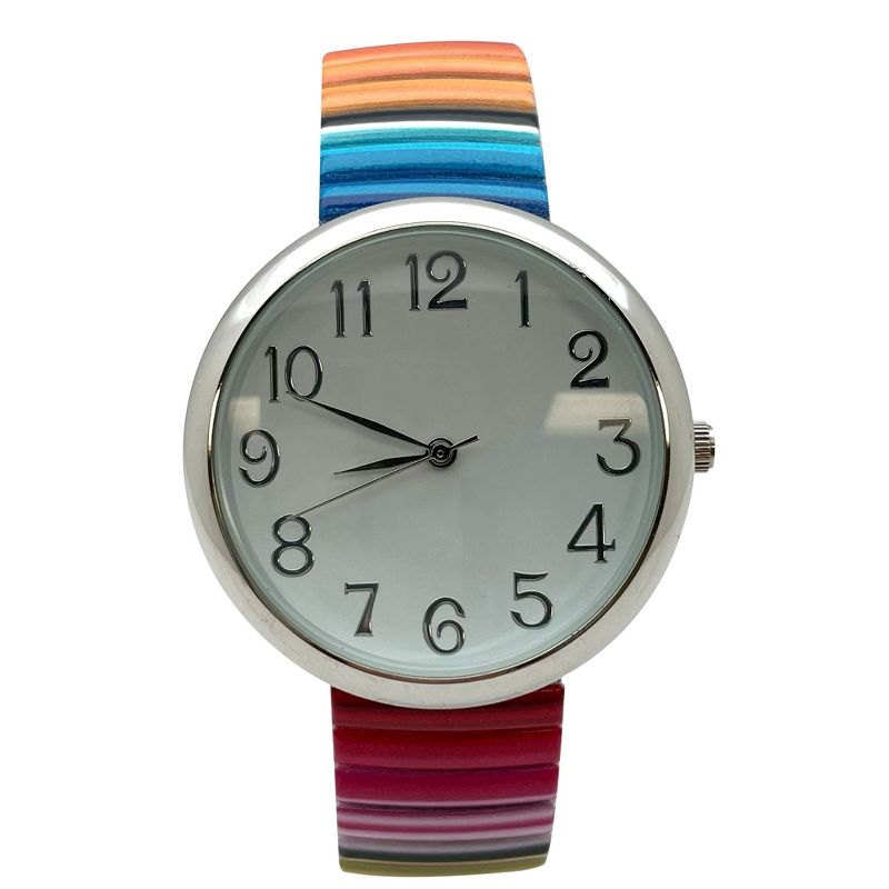 Olivia Pratt Big Dial Easy Reader Watch Printed Elastic Stretch Band Wristwatch Women Watch, 1 of 4