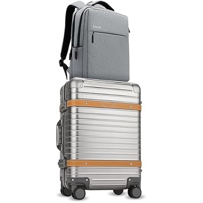 LUGGEX All Aluminum Carry On Luggage with USB Port - Hard Case Zipperless Suitcases with Wheels, Carry On 20 Inch, Silver