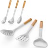BRINJOY White Heat Resistant Silicone Cooking Kitchen Utensils with Wooden Handles, Spatula Set, BPA Free - 4 of 4