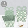 Big Dot of Happiness Sage Green Checkered Party - Square Favor Gift Boxes - Bow Boxes - Set of 12 - 3 of 4