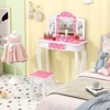 Infans Kids Vanity Table & Stool Set w/ Cute Polka Dot Print Tri-folding Mirror Drawer - 3 of 4