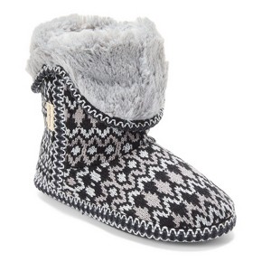 Dearfoams Women's Beth Faux Fur Fold Down Fuzzy Bootie House Slipper Boot - 1 of 4